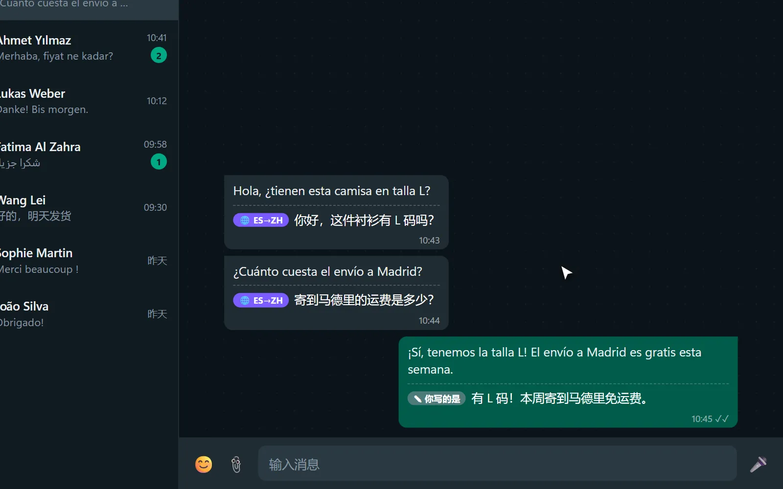 雙向翻譯，任何語言都能聊